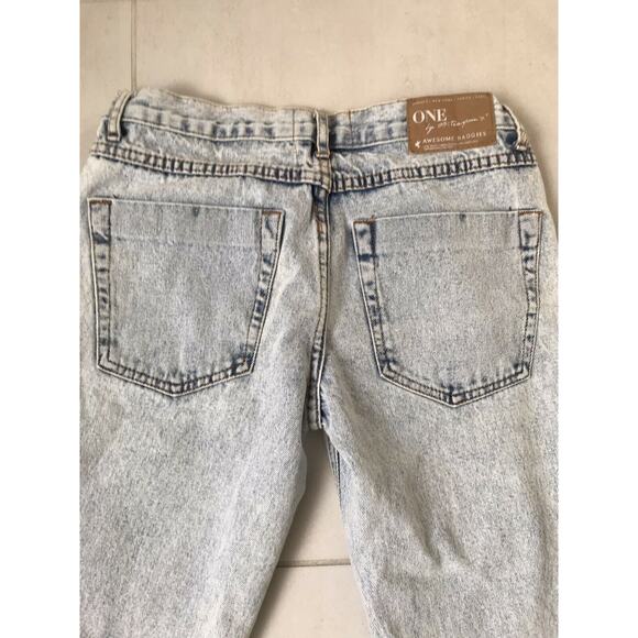 One Teaspoon Distressed Awesome Baggy Cut Off Denim Jeans FLAW - Picture 8 of 11